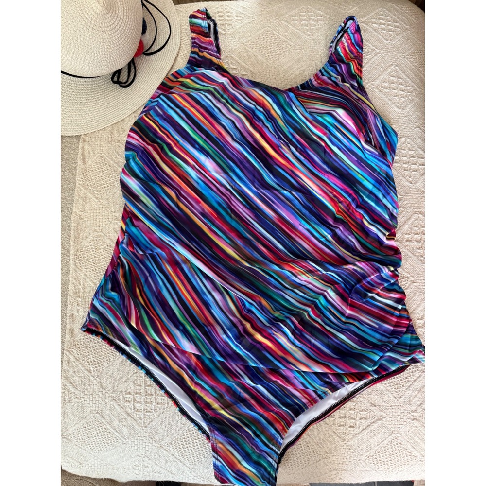 Daci Women Plus Size One Piece Swimsuit Athletic Tummy Control‎ Ruched Bathing - Picture 8 of 8